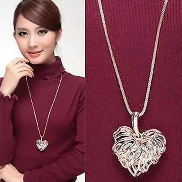 New Hollow Heart pendant w/Sterling Silver chain - Picture 2 of 8